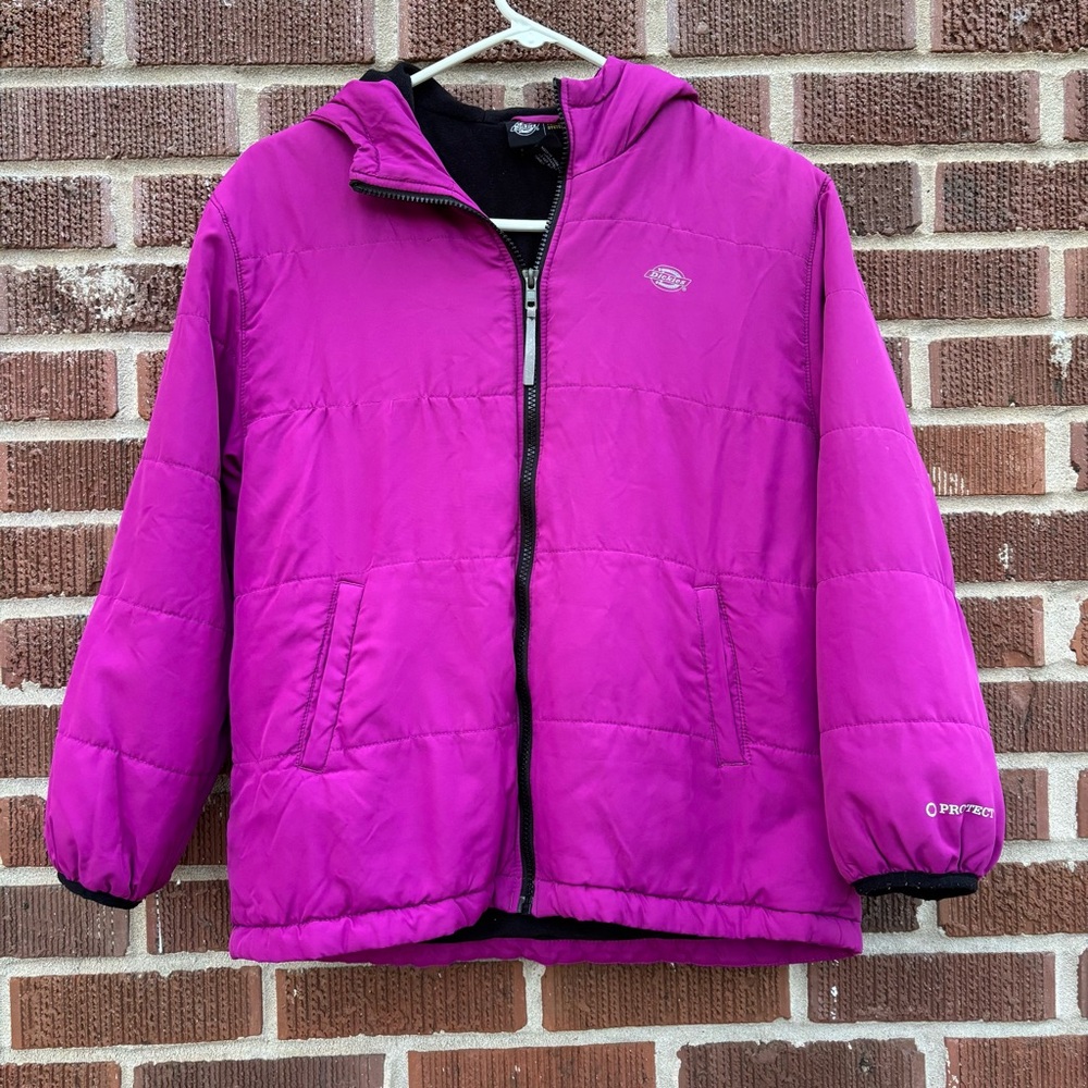 Dickies Quilted Performance Gear Hooded puffer Jacket Pink Girls XL